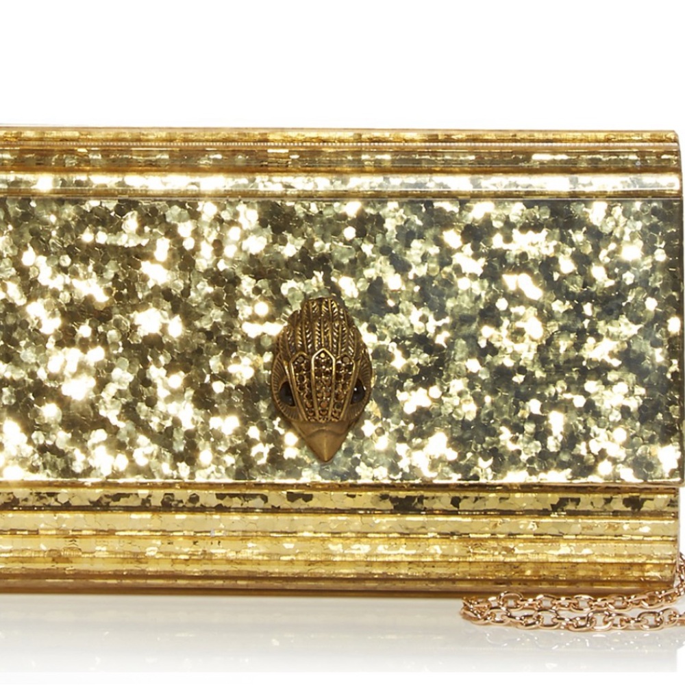 Kurt Geiger Gold Clutch with Ornate Detailing
